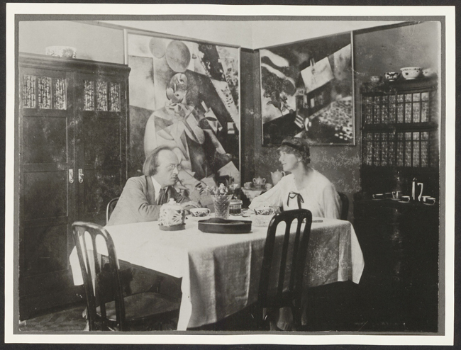 The exhibit displays a conversation between Herwarth and Nell Walden, who are seated at a table.