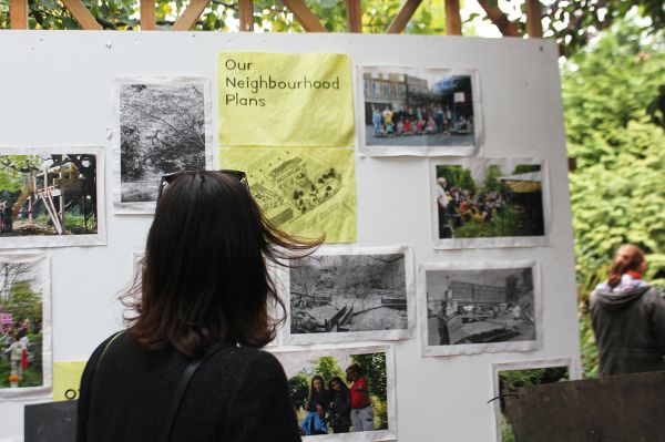 Old Tidemill Wildlife Garden and community-generated architectural proposals for the space.
