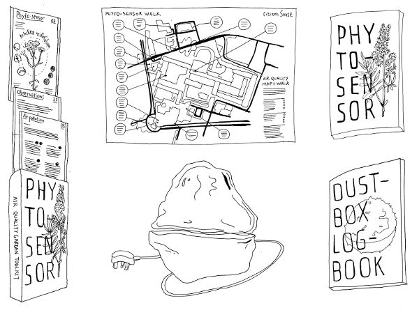 Components of Phyto-Sensor Toolkit developed by Citizen Sense for developing air quality gardens and monitoring air quality.