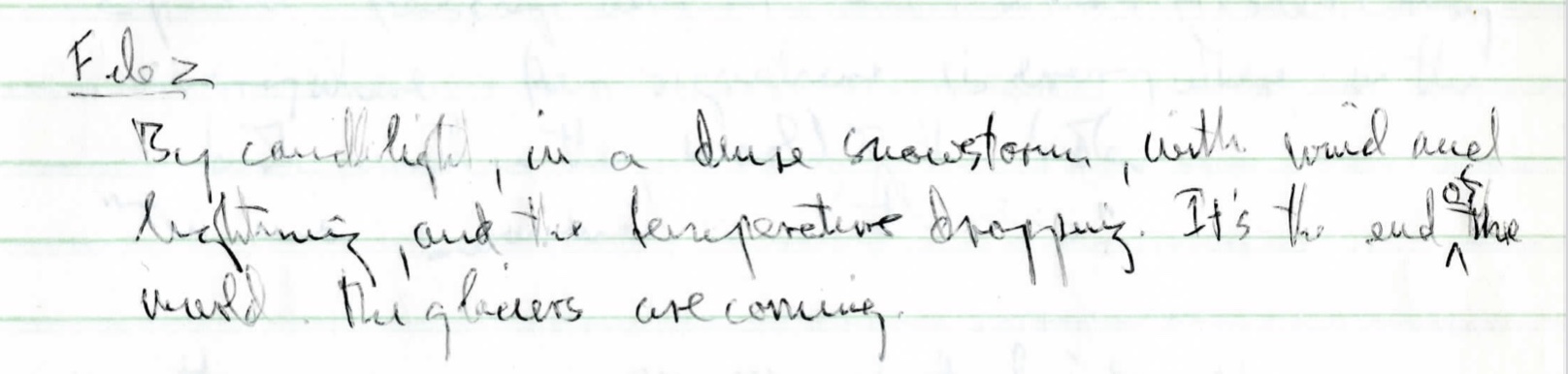 This is an image of J. M. Coetzee’s handwriting from his notebook for Life & Times of Michael K.