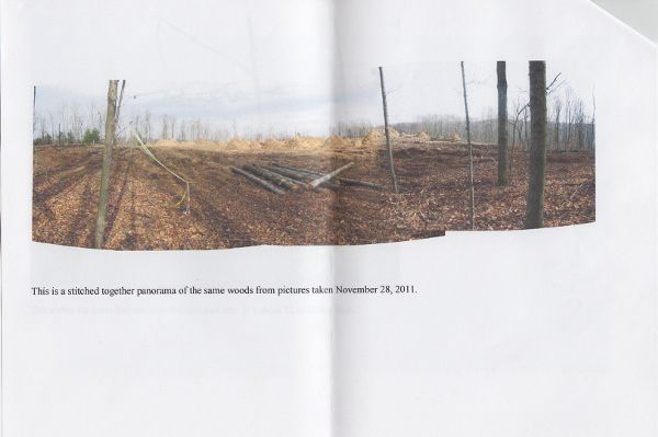 Participant contribution to Logbook showing clearing of wooded area to create fracking staging site and well pad.