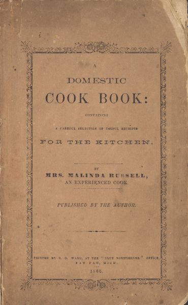 Nineteenth century book cover, primarily typographic with a flourished border to adorn the copy