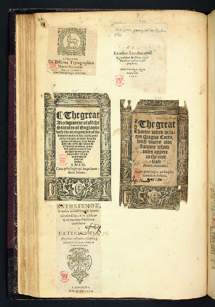 Five images of title pages pasted onto a blank page.