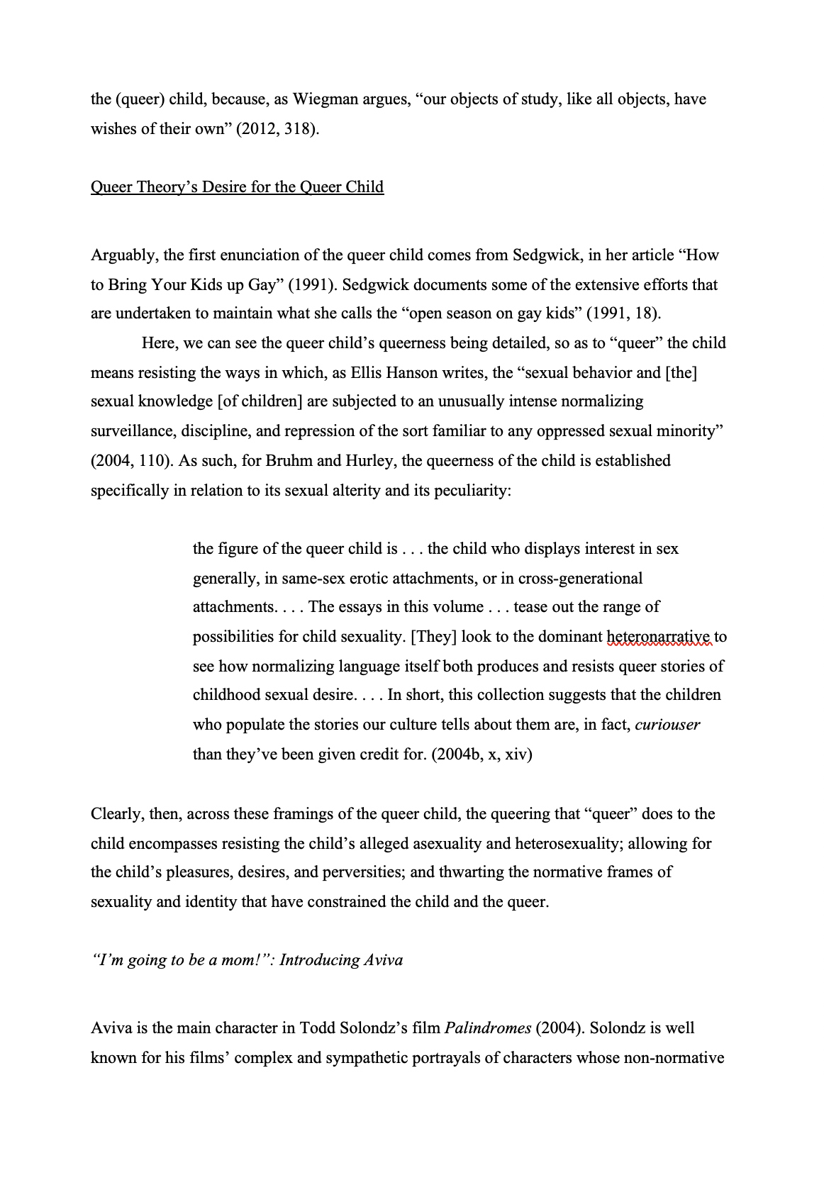 Screenshot of a manuscript page illustrating proper indentation and treatment for headings, paragraphs, and block quotes, as described in this guide.
