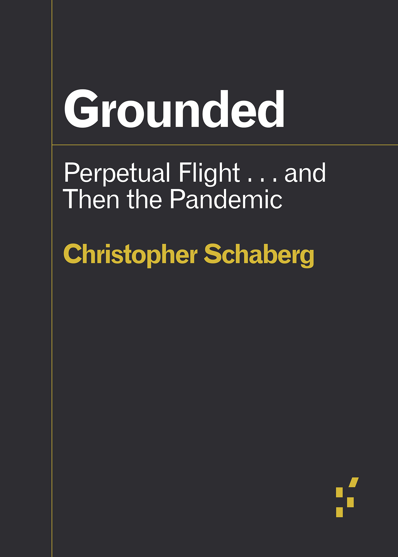 Book cover: white title text on slate background, with author name in yellow.