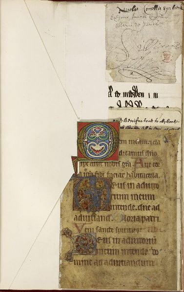 Backside of an envelope wtih scarps pasted to it from different sources.