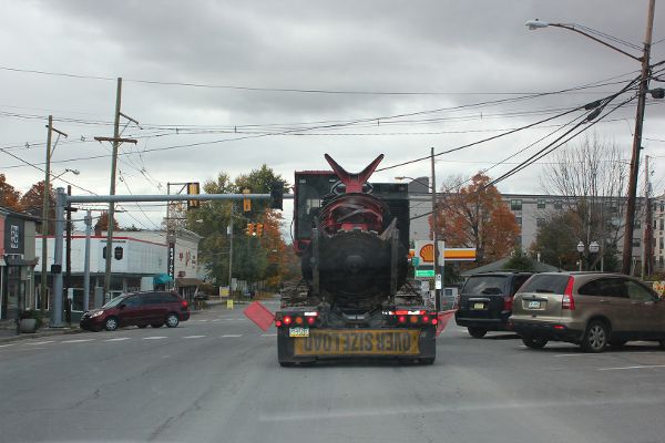 Oversized truck transporting fracking equipment in northeastern Pennsylvania.