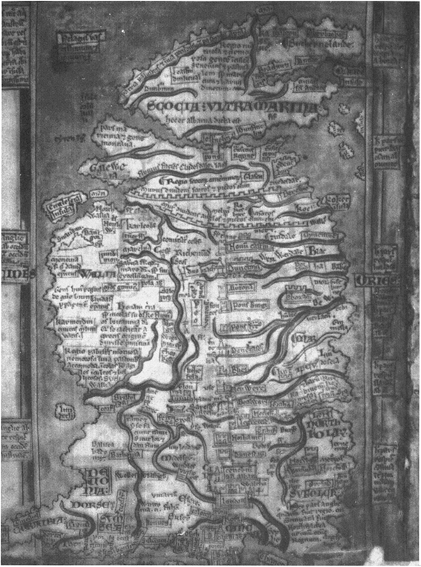 The map of the British Isles by Matthew Paris shows the pathways, rivers and other regions along the region.