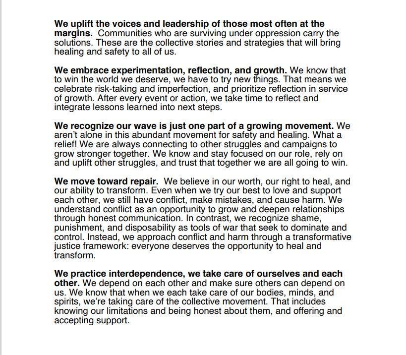 Our principles as written above against a white background.