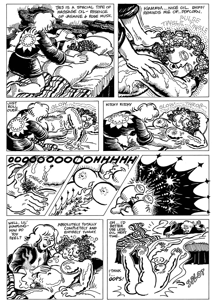 Jane gives Pudge an erotic massage, which intensifies until Pudge orgasms, which is represented in psychedelic imagery.