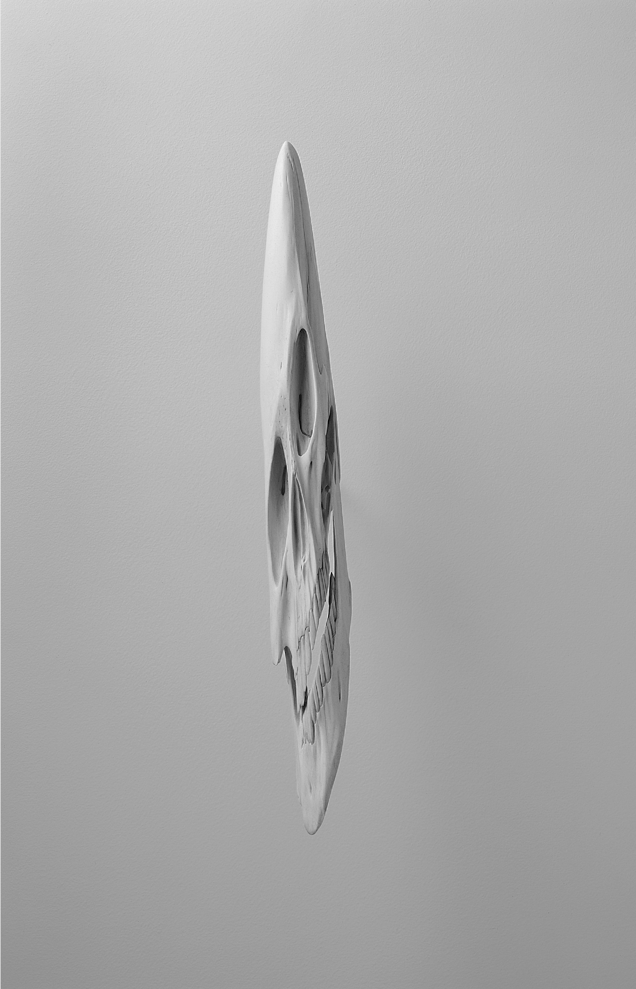 Second of four details of skulls, this one depicting a dramatically stretched human skull vertically.