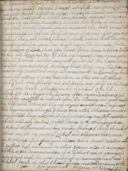 Page with handwritten letter; the entire page is covered in neatly written text.