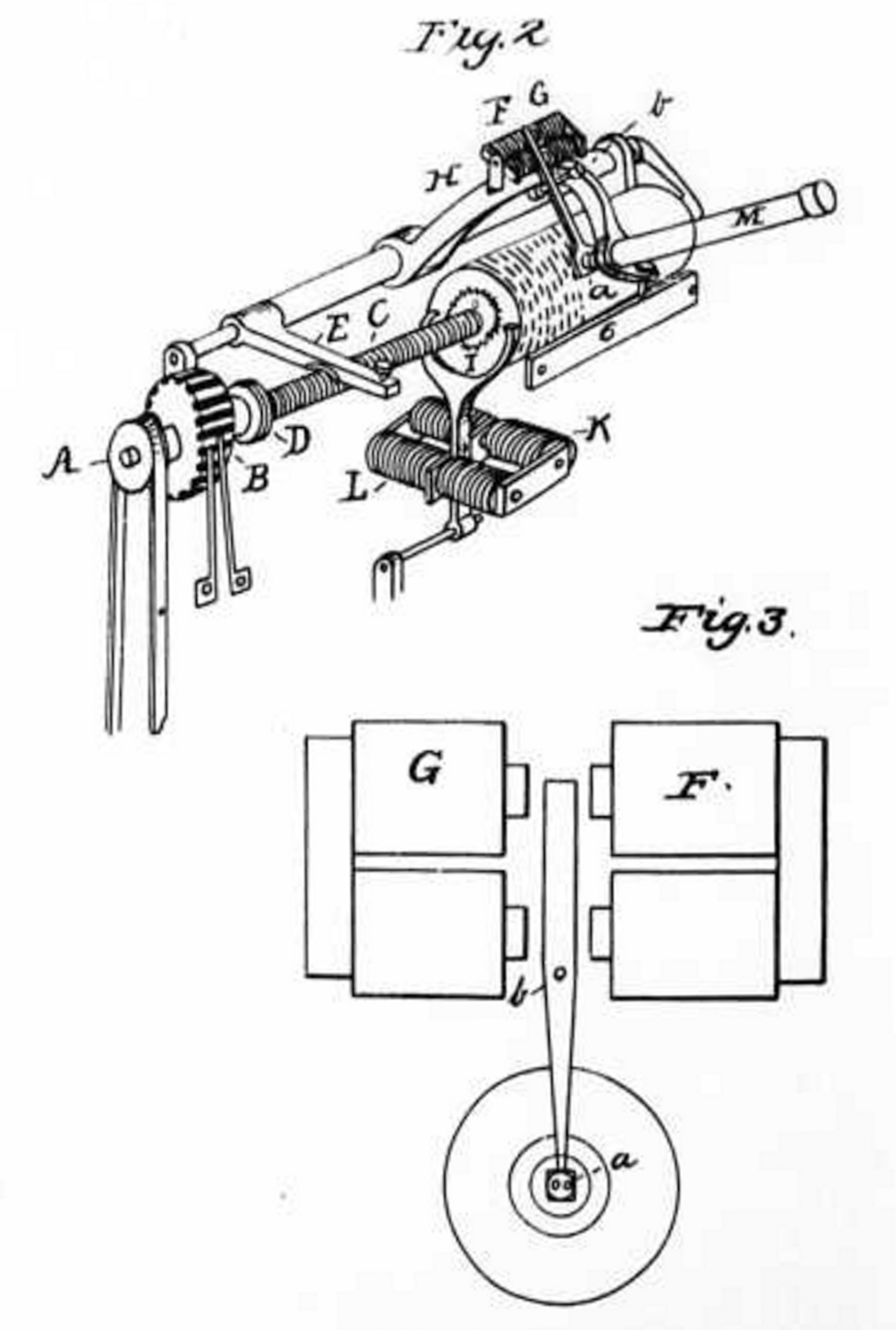 Detailed drawing of Edison’s cylindrical movie camera (Kinetograph) in his U.S. patent.