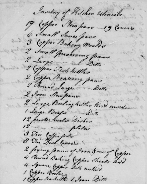 Handwritten list, cursive, black ink
