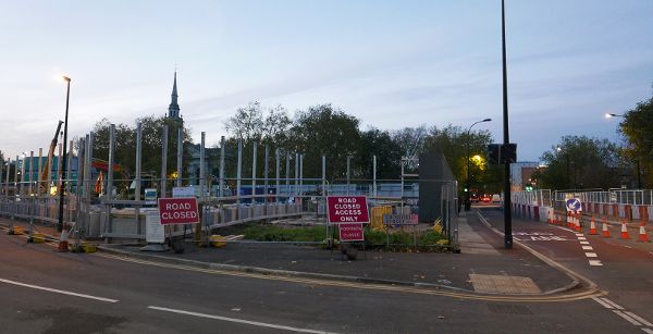 Thames Tideway super sewer construction, where trees have been removed.