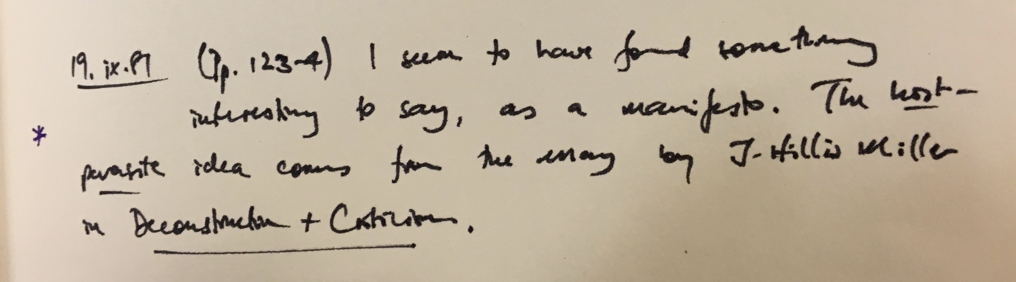 J. M. Coetzee’s handwriting from his notebook for Life & Times of Michael K.