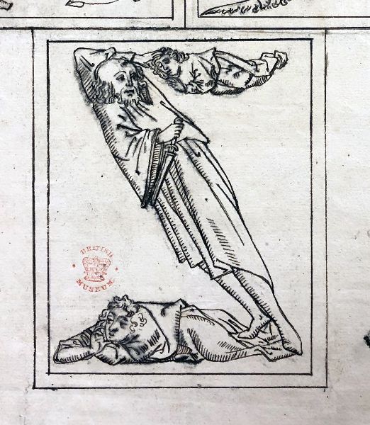 Same drawing from above, stamped in red ink with a museum seal.