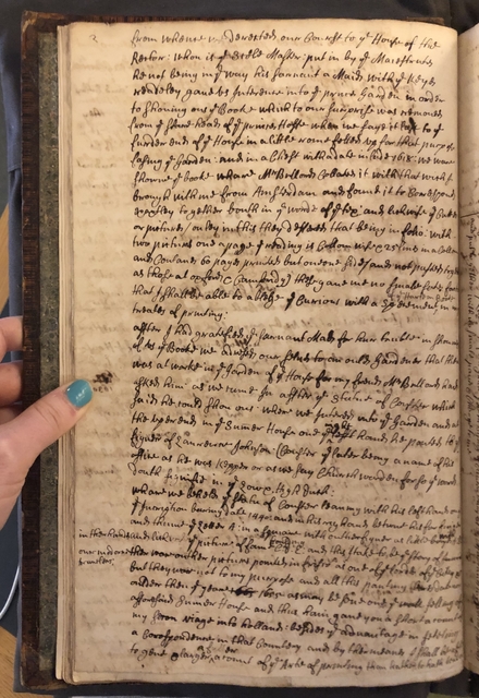 Photograph of a draft of letter to Hans Sloane in John Bagford's hand, discussing his proposed history of printing