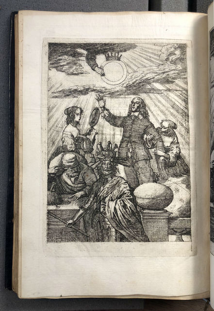 Photograph of etching for Canto 10, showing the author reaching to heaven.