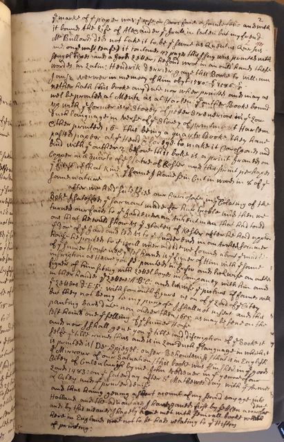 Photograph of a draft of letter to Hans Sloane in John Bagford's hand, discussing his proposed history of printing