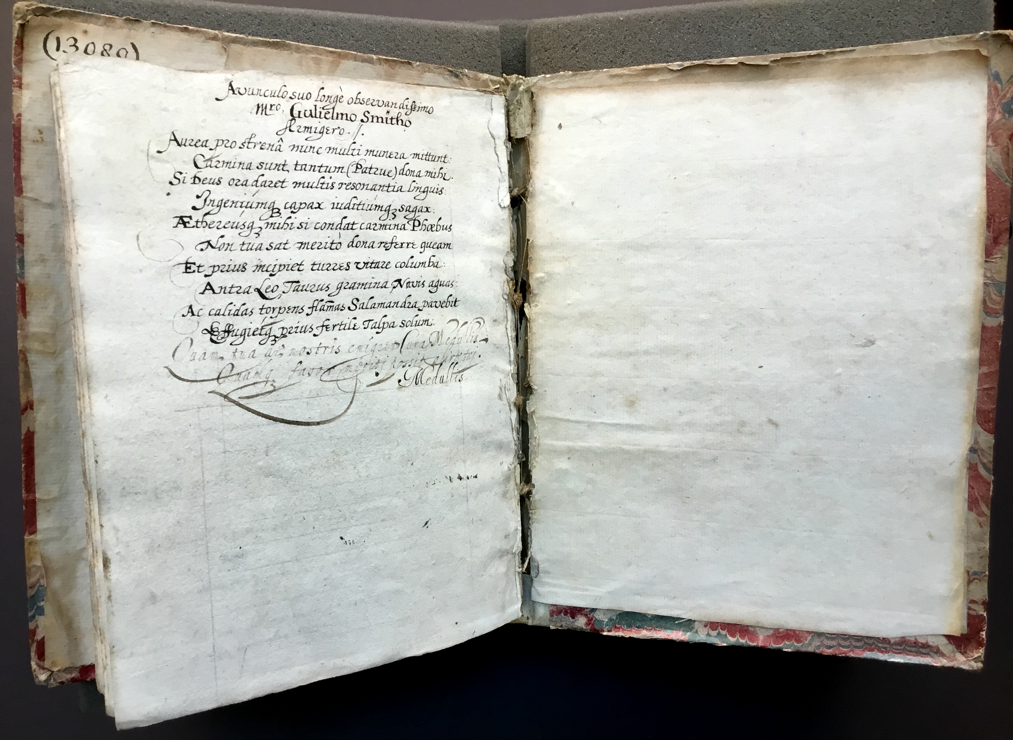 New lines added later to the end of a Latin poem in Edward Benlowes’s schoolboy exercise book.