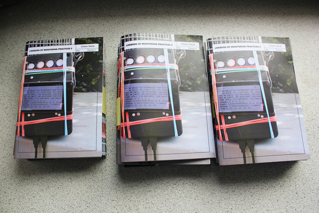 Three stacks of a full-color saddle-stitched pamphlet featuring a sensor in black casing and digital readout on its cover.