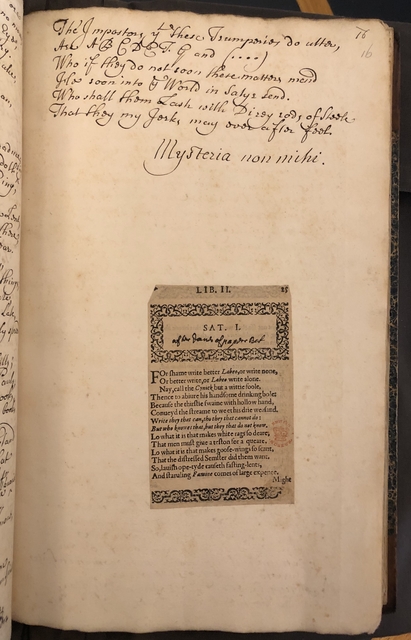 Photograph of a printed specimen pasted into a volume of manuscript notes