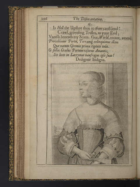 Photograph of a page with Hollar's "Summer Woman" plate repurposed in *Theophila* (1652).