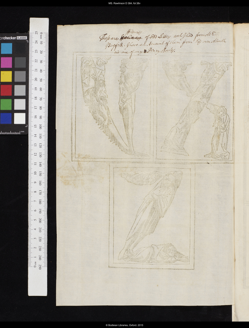 Photograph of a note by Thomas Hearne on Bagford's gift of facsimile letter